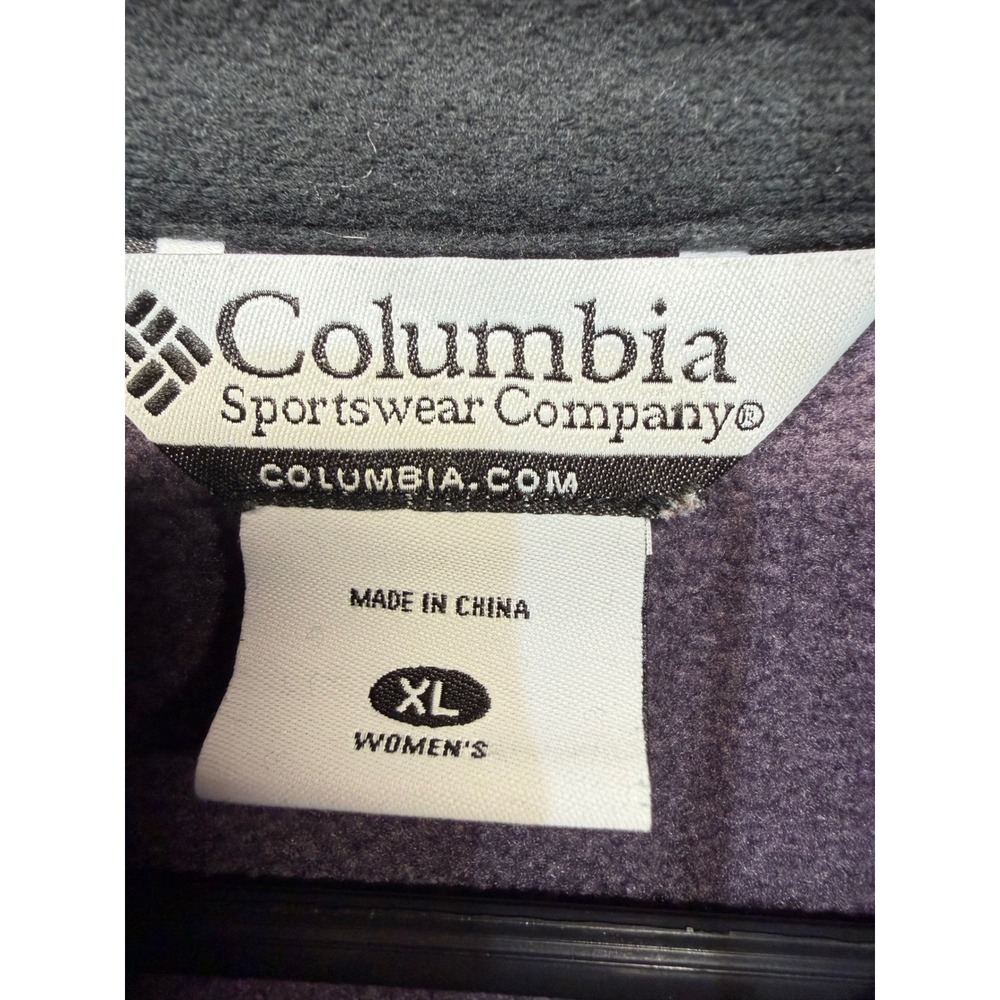 Columbia Fleece Vest Womens XL Purple Full Zip Mock Neck Pockets Outdoor - Picture 4 of 6